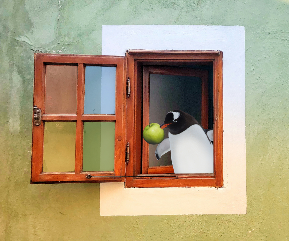 Tux eats an Apple in Window(s)